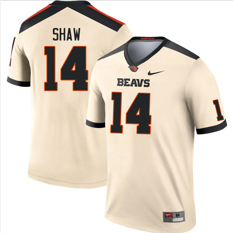 Men #14 Kord Shaw Oregon State Beavers College Football Jerseys Stitched Sale-Cream